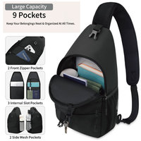 Sac bandoulière décontracté pour homme avec plusieurs poches personnalisées, trou pour écouteurs et sangle réglable