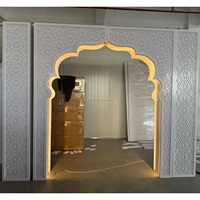 Fournitures de fête personnalisables, luxueuses, pour banquet de mariage marocain traditionnel, décoration murale d'arche blanche 3D pour scène de mariage