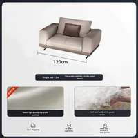 Canapé en cuir véritable MoonTop, luxe moderne, grande taille, canapé de salon avec table d'appoint