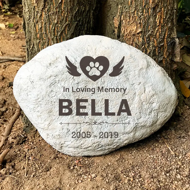 Engraved Memorial Personalized Pet Garden Stone in Loving Memory Garden Stone Paw Print Pet Tombstone