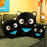 Vente directe d'usine, adorable peluche en forme de chat chocolat, forme 3D avec un look dodu charmant, écharpe bleue, poupée en peluche animale