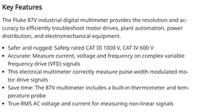 Multímetro Digital Industrial MT-Fluke 87V True RMS 1000V III IV con Medición de Temperatura y Capacitancia, Prueba de Variadores de Frecuencia (VFD) y Motores, con Garantía - Product Image 4