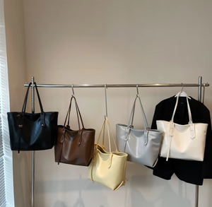 Sac fourre-tout minimaliste jaune beurre 2026 KH, grande capacité, sac à bandoulière en cuir PU souple pour femme, idéal pour le bureau - Product Image 1