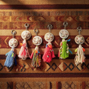 Portachiavi in Stile Etnico LLAVERO, 2 Colori, 360 Pezzi in Scatola, Accessori Decorativi con Nappine - Product Image 1