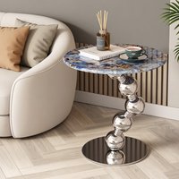 Table basse de luxe en marbre, modèle design, table d'appoint en acier inoxydable, table en pierre microcristalline, style luxe léger