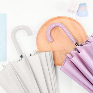 Paraguas de 16 Varillas con Mango Largo, Color Sólido, Resistente al Viento, Semiautomático, Estilo Moderno, para Hombre y Mujer - Product Image 3