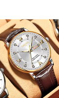 Montre Vanjve pour homme, quartz, alliage, simple, multifonctionnelle, lumineuse, calendrier, bracelet en cuir véritable