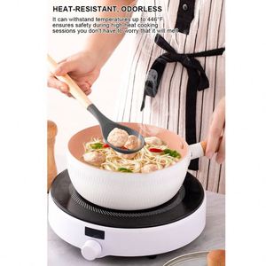 Ensemble d'ustensiles de cuisine en nylon pas cher, résistant à la chaleur, antiadhésif, avec manche en bois arrondi, spatule, cuillère, ustensiles de cuisine - Product Image 5