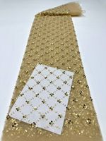 Nouveau Tissu en Dentelle Classique Brodé de Perles et de Paillettes à Motif Diamant pour Robe de Mariée Filles Garçons Léger Polyester/Métallique