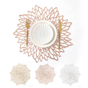 Isolation thermique <span class=keywords><strong>Cuisine</strong></span> Fleur Pvc Set de table Or Argent Vinyle <span class=keywords><strong>Tapis</strong></span> de table pour décoration de mariage - Product Image 5