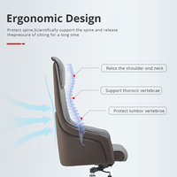 Chaise de bureau moderne en cuir PU à dossier haut avec pieds en fer, appui-tête pivotant réglable pour bureau à domicile