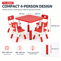 Ensemble de table d'étude moderne pour enfants et 4 chaises, bureau d'apprentissage en plastique pour la maison, la crèche et la maternelle