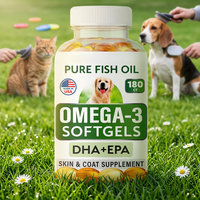 Gélules pour la peau et le pelage des animaux avec huile de poisson pure Oméga-3 EPA DHA, pour la santé de la peau et du pelage, complément nutritionnel pour animaux, OEM ODM Marque Privée