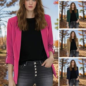 Personnalisé Surdimensionné Mode Rouge Formelle Dame à Manches Longues Vente en Gros Décontracté Grande Taille <span class=keywords><strong>Robe</strong></span> Blazers Femme et Manteau pour Femmes - Product Image 2