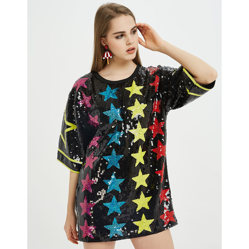 Wholesale Sparkle Glitter Sequins Jersey Hip Hop Jazz Dancing T