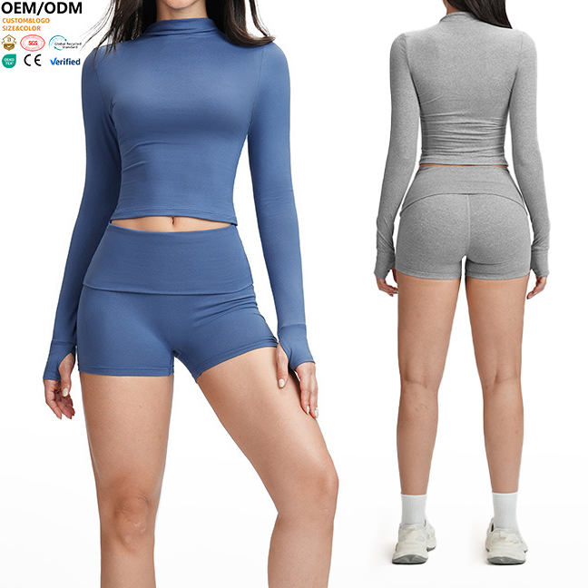 XW-ECX5541 Long Sleeve Solid Color Moisture Wicking Gym Clothing Activewear Outdoor Fitness Breathable Women's Sports Top