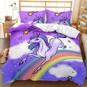 高品质奢华羽绒被套套装卡通独角兽涤纶被套枕套床品套装 - Product Image 4