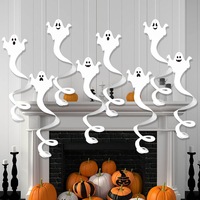 Ensemble de 4 décorations d'Halloween suspendues en forme de fantômes, avec queue en spirale, visages effrayants et mignons, ornements de fête effrayants pour fenêtre, décoration d'Halloween