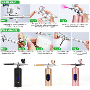 Kit aérographe avec compresseur 38 PSI, ensemble d'aérographes portatifs rechargeables pour ongles, <span class=keywords><strong>peinture</strong></span>, modélisation, maquillage - Product Image 5
