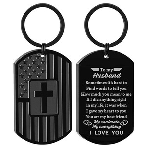 <span class=keywords><strong>Porte</strong></span>-clés en métal avec drapeau américain noble et croix, texte inspirant gravé, cadeau pour <span class=keywords><strong>fils</strong></span>, papa, mari, petit ami - Product Image 5