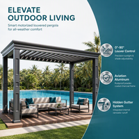 Pergola Modulaire Motorisée en Aluminium, Pare-Soleil Mural à Trois Panneaux, Cloison d'Intimité 3x3m, Abri Extérieur pour Balcon et Mariage