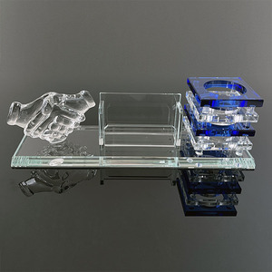 Juego de portalápices de cristal con apretón de manos para decoración de mesa - Product Image 6