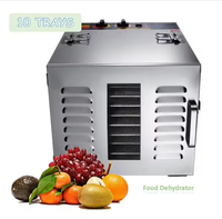 Déshydrateur à 10 couches Machine de dessiccateur de nourriture commerciale en acier inoxydable 10 racks machine déshydratée de nourriture de fruits et légumes pour un usage domestique