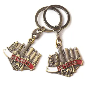 Benutzer definierte 3d antike Souvenir Tourist Geschenke Katar Schlüssel bund Schlüssel ring