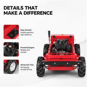Livraison gratuite - Tondeuse à gazon télécommandée sur chenilles avec moteur à essence Loncin 224Cc 7Hp et lame tranchante - Product Image 2