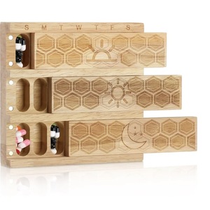 Organizzatore di pillole settimanali in legno grande Dispenser pillole Sorter contenitori di olio di pesce all'aperto