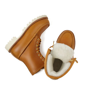 Bottes pour hommes à bout carré, avec semelle <span class=keywords><strong>Goodyear</strong></span>, doublées de laine, en cuir pleine fleur véritable, pour l'<span class=keywords><strong>hiver</strong></span> et l'été - Product Image 1