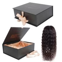 Boîtes d'emballage de luxe rigides en carton personnalisées avec logo, en satin de soie, pour perruques et tresses, emballage pliable