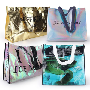 Impresión personalizada brillante holográfica sello térmico costura mango inferior ecológico bolsa de comestibles tela de compras bolsa no tejida - Product Image 3