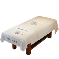 Ensemble de 3 housses de table de massage blanches personnalisées de couleur unie pour salon de beauté