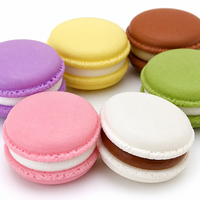 Jouet Squishy Macaron à Remontée Lente, Coque Ronde Imprimée Motif Crème, Mignon, Anti-Stress, Décoration de Bureau, Cadeau