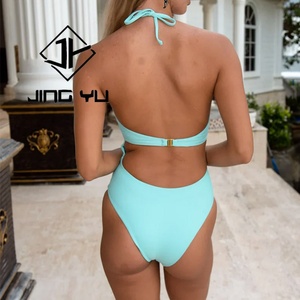 ชุดว่ายน้ำวันพีซประดับคริสตัลแบบโปร่งสำหรับฤดูร้อน ชุดว่ายน้ำวันพีซผ้าไนลอนรีไซเคิลสั่งทำพิเศษสำหรับผู้หญิง - Product Image 4