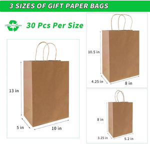 Sacs en papier kraft personnalisés avec votre propre logo, sacs cadeaux en nylon recyclé, noir, marron, blanc, vente en gros - Product Image 2