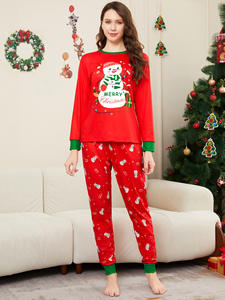 Conjunto de pijamas de Navidad verdes <span class=keywords><strong>y</strong></span> rojos al por mayor para la familia Conjunto de pijama de Navidad para niños de nuevo estilo - Product Image 5