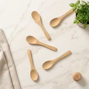 REHMAN CRAFT Juego de tres utensilios de mesa sostenibles: Salero pequeño y cucharas para especias hechos a mano con diseño coreano, ecológicos y con mangos cuadrados. - Product Image 1
