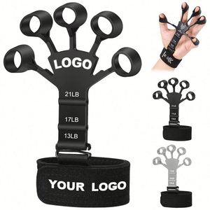 Hot Sale Silicone Finger Exerciser Professional Grade Exercise Hand Grip Strengthener Grip Strength <b>Trainer</b> with Custom logo - Product Image 1