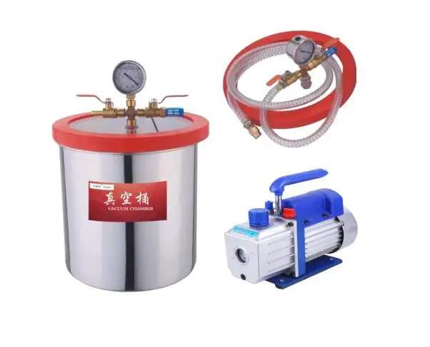 Stainless Steel 3 Gallon12L Vakum Degassing Ruang Barel dan Pompa Vakum Set