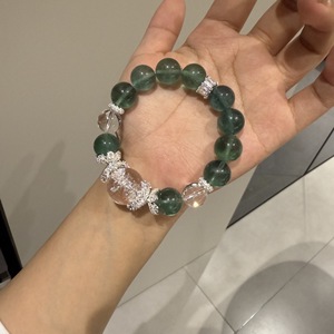 Pulsera de cuentas curativas de 14mm de diámetro al por mayor Natural White Ghost Green <span class=keywords><strong>Asai</strong></span> Clear Dew Ice Acero inoxidable Little Steady - Product Image 2