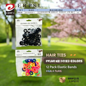 Attaches pour cheveux en nylon colorées, 50 pièces, couleurs mélangées, 12 paquets de bandes élastiques pour cheveux - Product Image 2