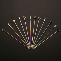 Palillos mezcladores personalizados OEM ODM, herramientas de barra decorativas, palillos de cóctel de acero inoxidable para alimentos, aceitunas, palillos de frutas para decoración.