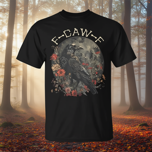 F Caw F Raven Bird T-shirt graphique noir unisexe pour adulte, col rond, manches courtes, impression numérique - Product Image 3