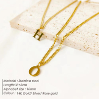 Collar con alfabeto de acero inoxidable chapado en oro personalizable EManco, colgante con inicial de, nombre personalizado, regalo de perla, Estilo clásico