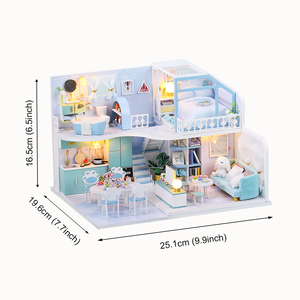 IIECREATE K-057 Crush Bleu 3D Puzzle En Bois À La Main Miniature <span class=keywords><strong>Maison</strong></span> <span class=keywords><strong>De</strong></span> Poupée DIY Jouet Ensemble Jouet Éducatif - Product Image 6