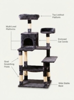 Arbre à chat luxueux en peluche douce avec poteaux à gratter en sisal naturel, structure d'escalade multi-niveaux en velours pour usage domestique