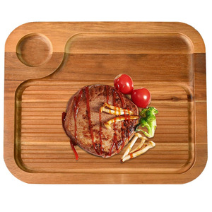 Plato de madera para carne con ranuras, tabla de cortar rectangular de madera de acacia para barbacoa y servir la cena - Product Image 5