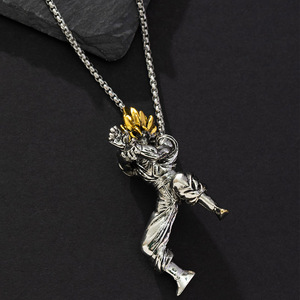 Collar con Colgante de Aleación de Super Saiyan Goku, Plateado Antiguo, Personaje de Dibujos Animados, Modelo de Anime, Chapado en Materiales Mixtos - Product Image 3